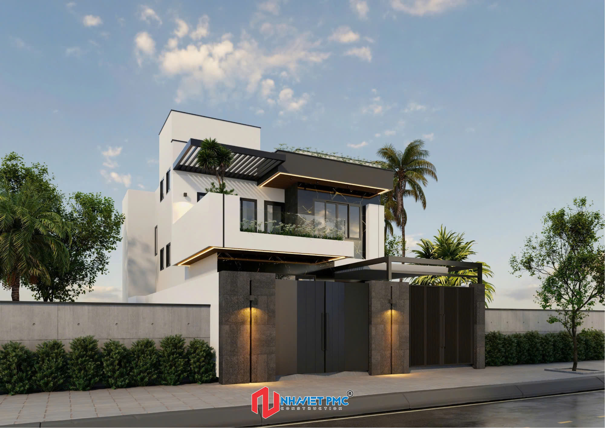 Phối cảnh mặt nghiêng căn nhà