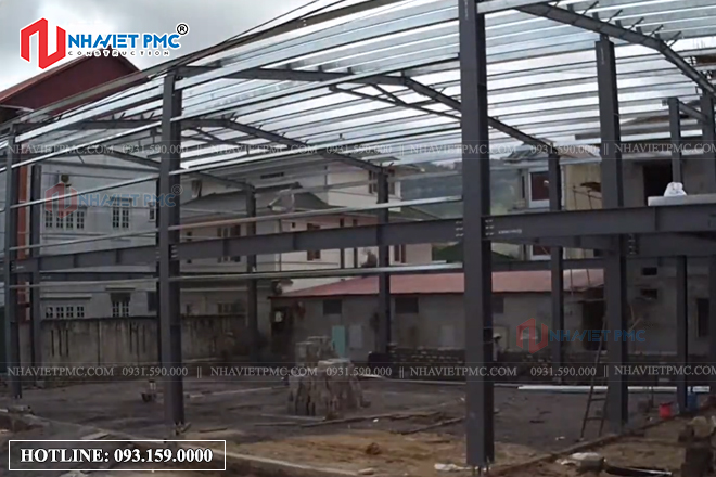 Thi công lắp dựng nhà xưởng kết hợp văn phòng 2 tầng tại Quảng Ninh