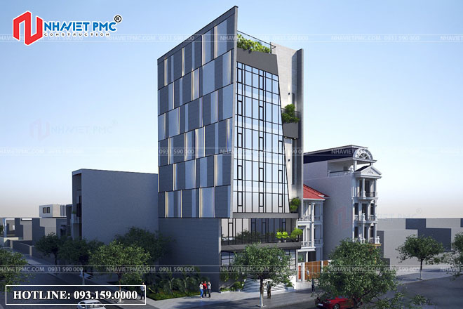 Mẫu thiết kế tòa nhà cho thuê văn phòng đẹp 9 tầng tại Quảng Ninh