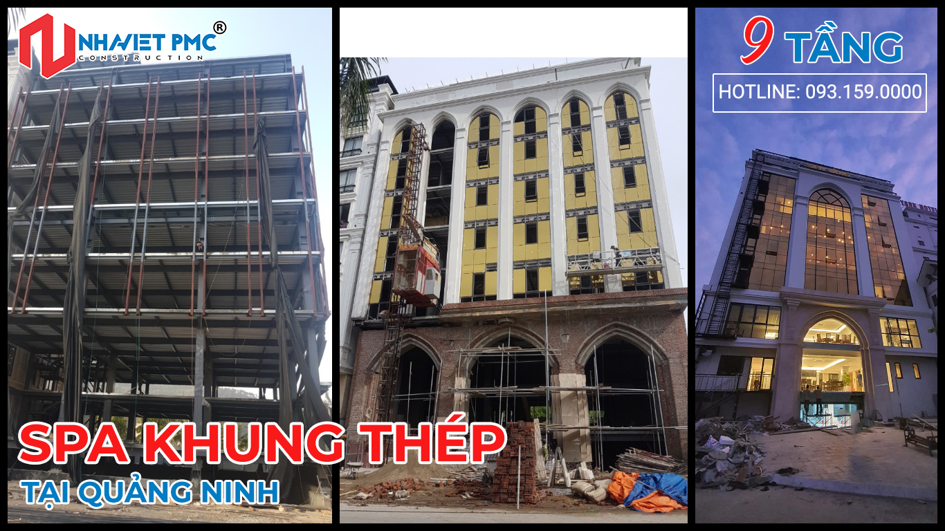 Thi công Spa 9 tầng khung thép lắp ghép tại Quảng Ninh