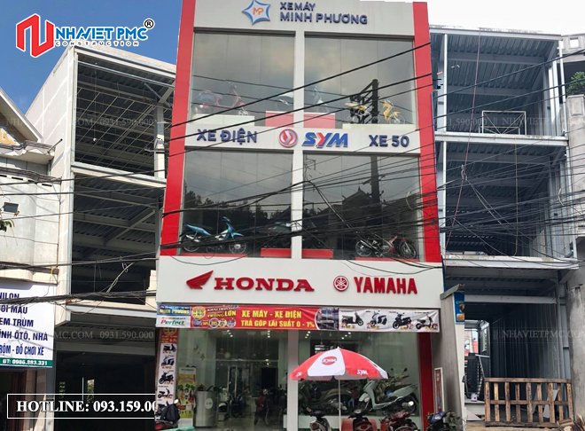 Thi công Showroom xe máy 3 tầng khung thép tại Quảng Ninh