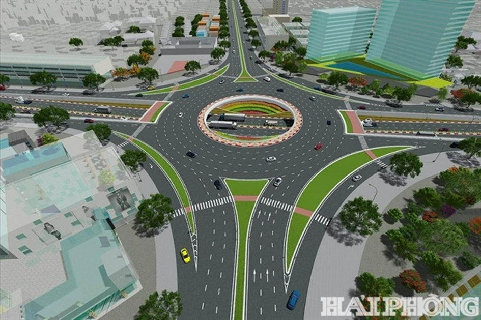 Hình ảnh minh họa vòng xoay Lê Hồng Phong – Bùi Viện – Võ Nguyên Giáp tại Thành phố Hải Phòng.