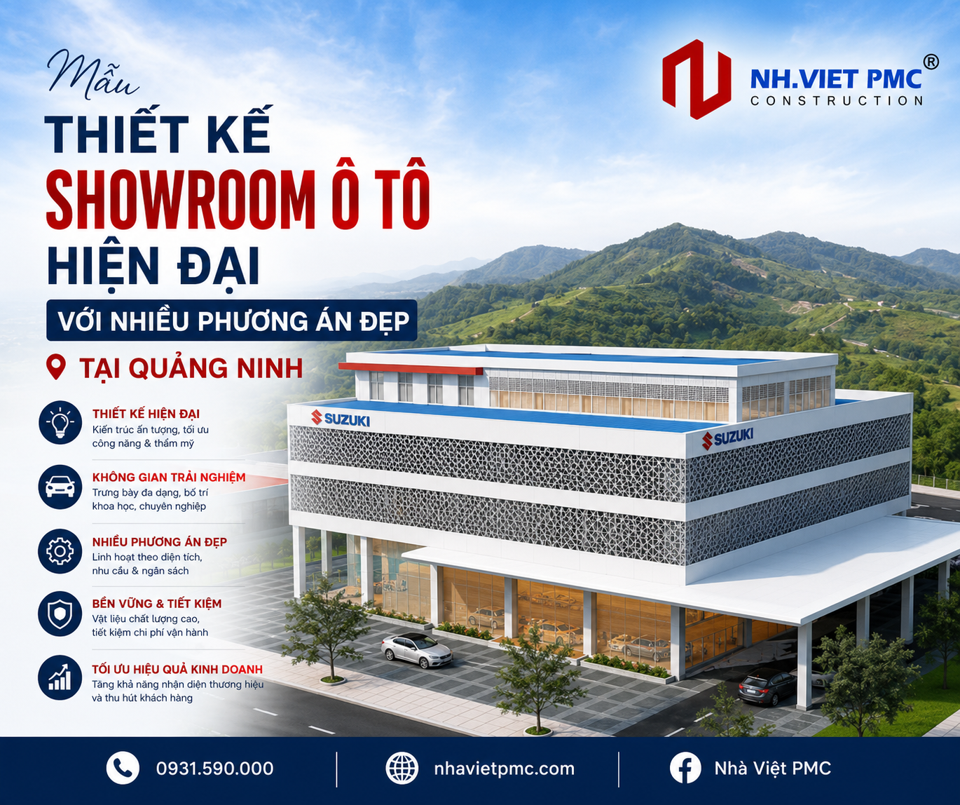 Mẫu thiết kế showroom ô tô hiện đại với nhiều phương án đẹp tại Quảng Ninh