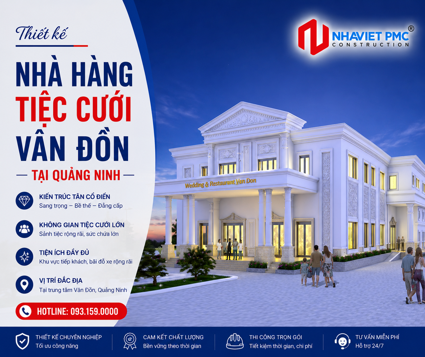 Đẹp lung linh với Thiết kế nhà hàng tiệc cưới Vân Đồn tại Quảng Ninh