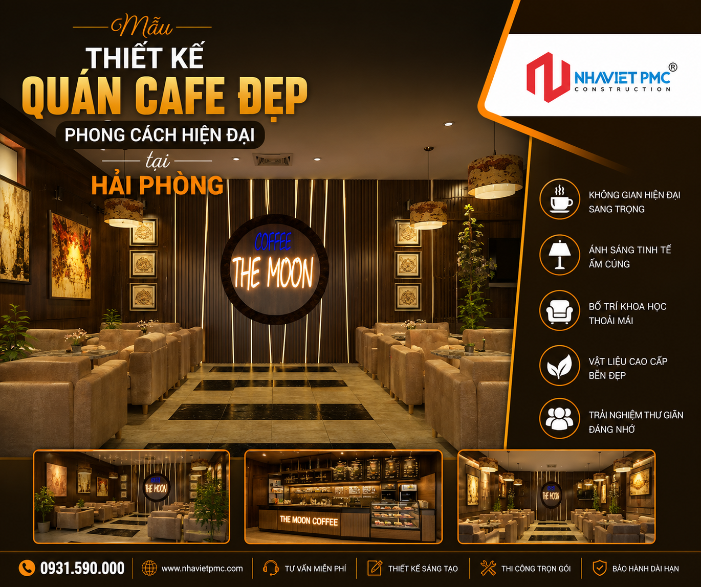 Mẫu thiết kế quán Cafe đẹp phong cách hiện đại tại Hải Phòng