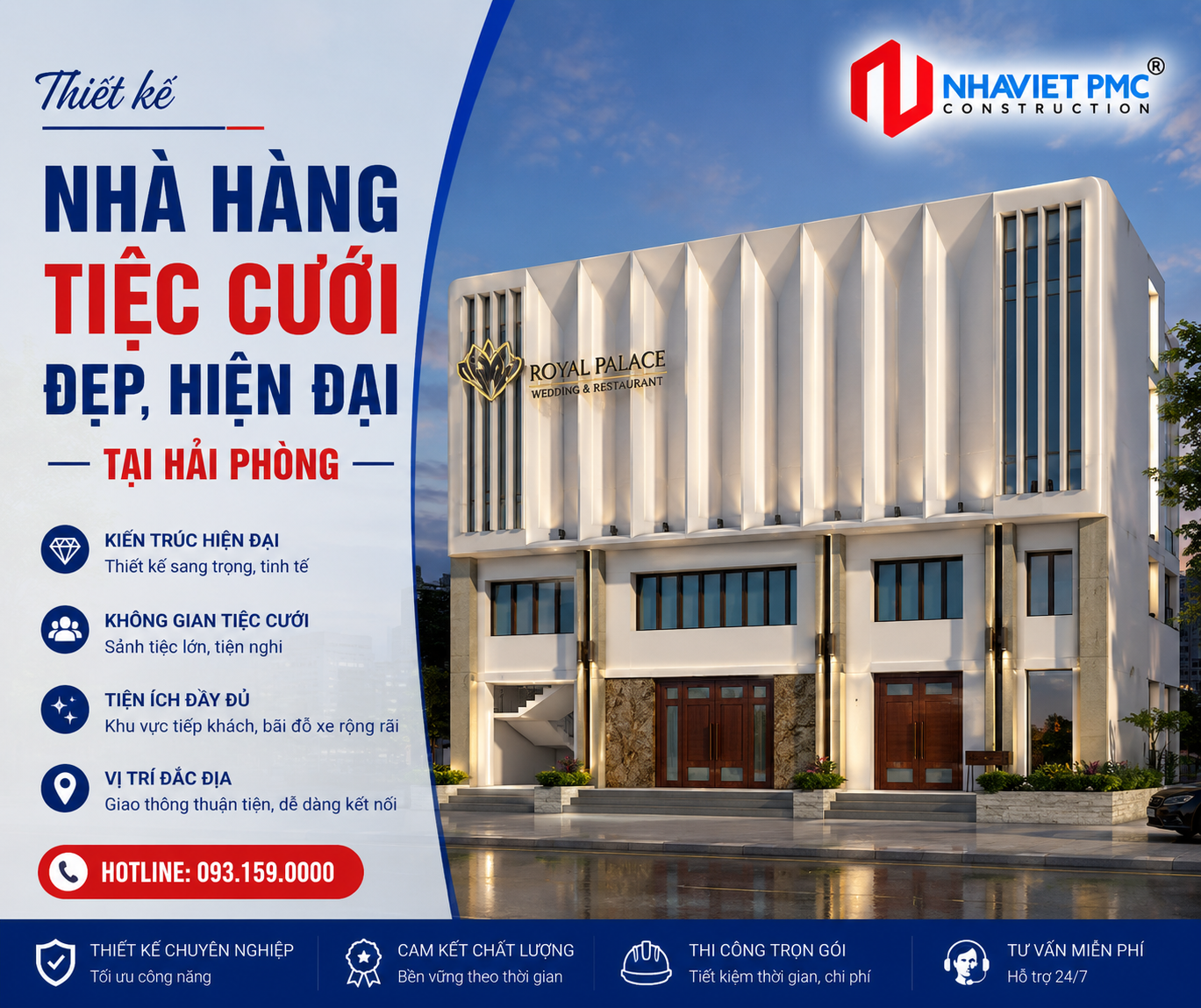 Thiết kế nhà hàng tiệc cưới đẹp, hiện đại tại Hải Phòng