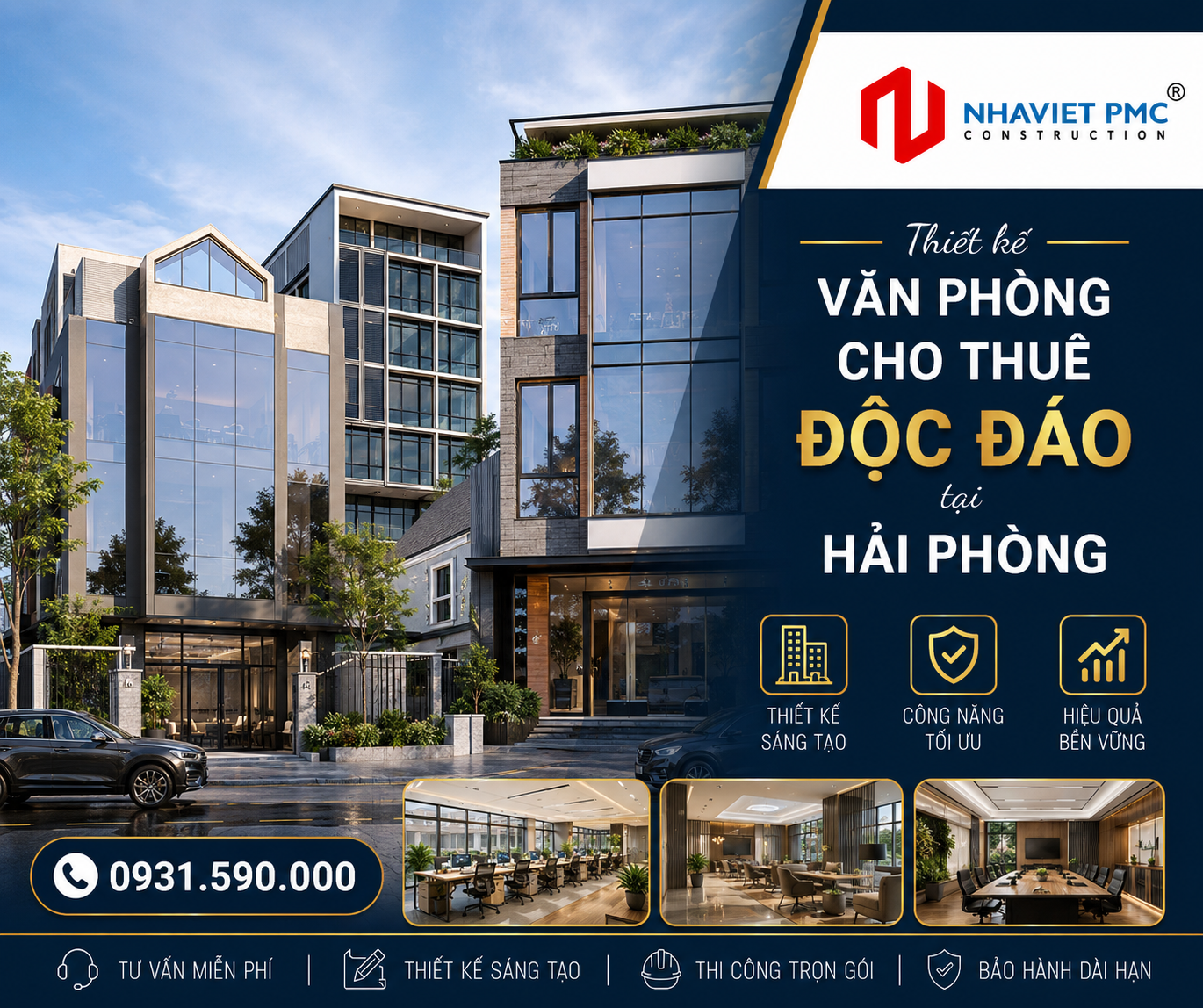 Tìm hiểu 2 phương án thiết kế văn phòng cho thuê độc đáo tại Hải Phòng