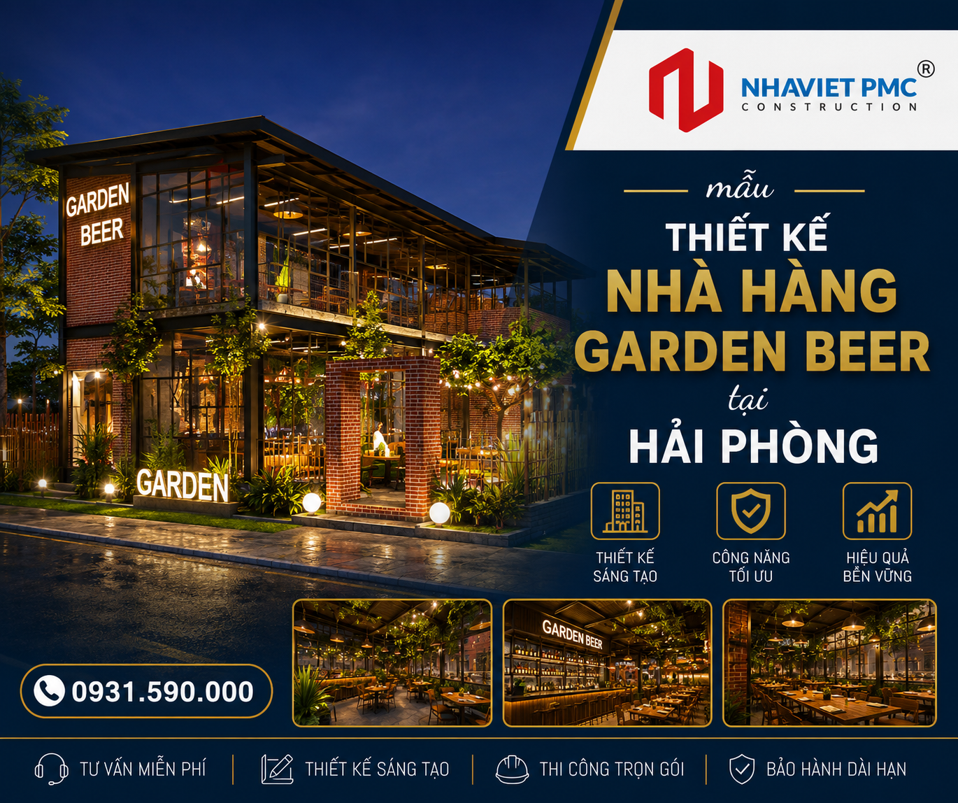 Cùng ngắm nhìn mẫu thiết kế nhà hàng Garden Beer tại Hải Phòng