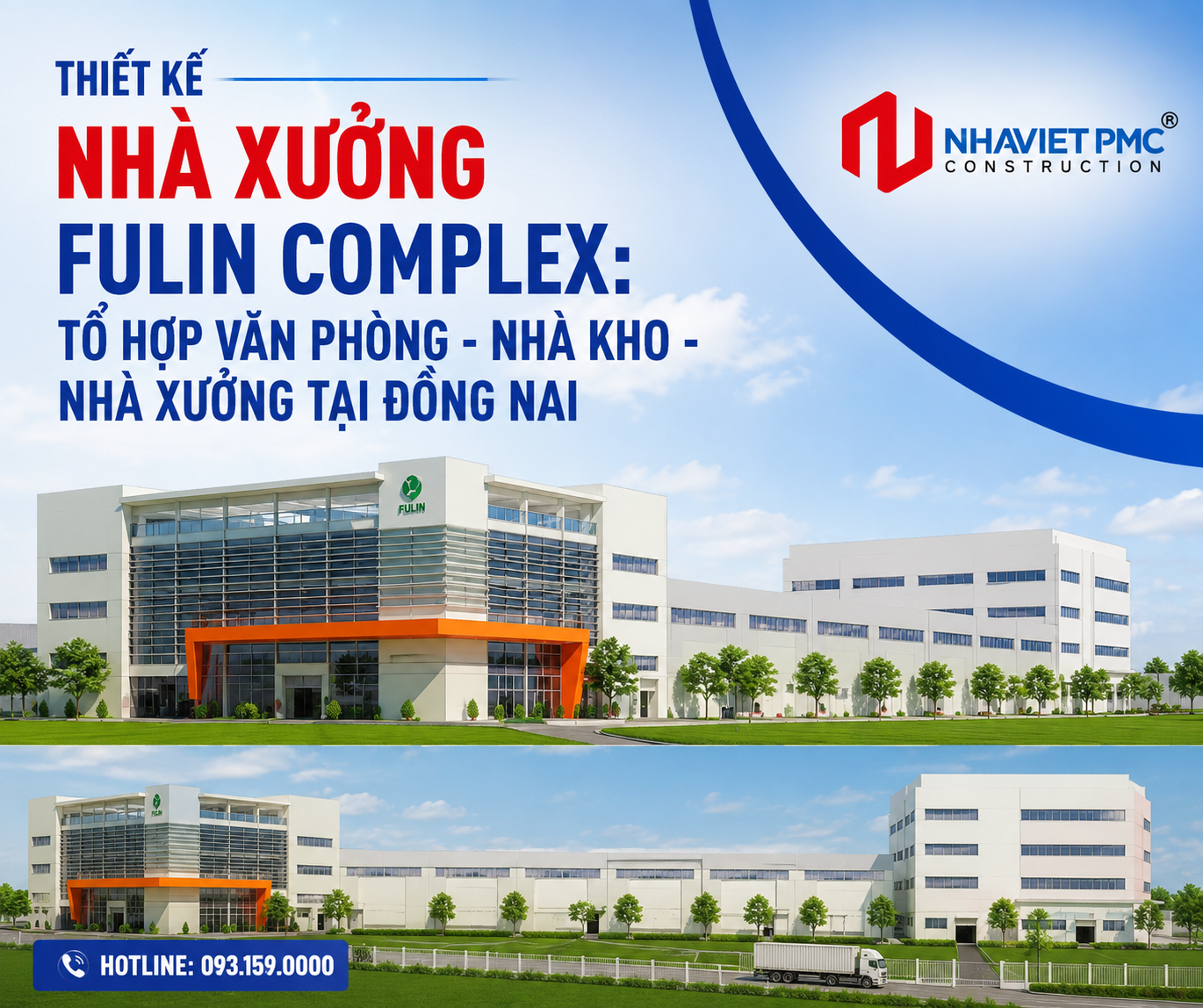 Thiết kế nhà xưởng FULIN COMPLEX: Tổ hợp văn phòng - nhà kho - nhà xưởng tại Đồng Nai