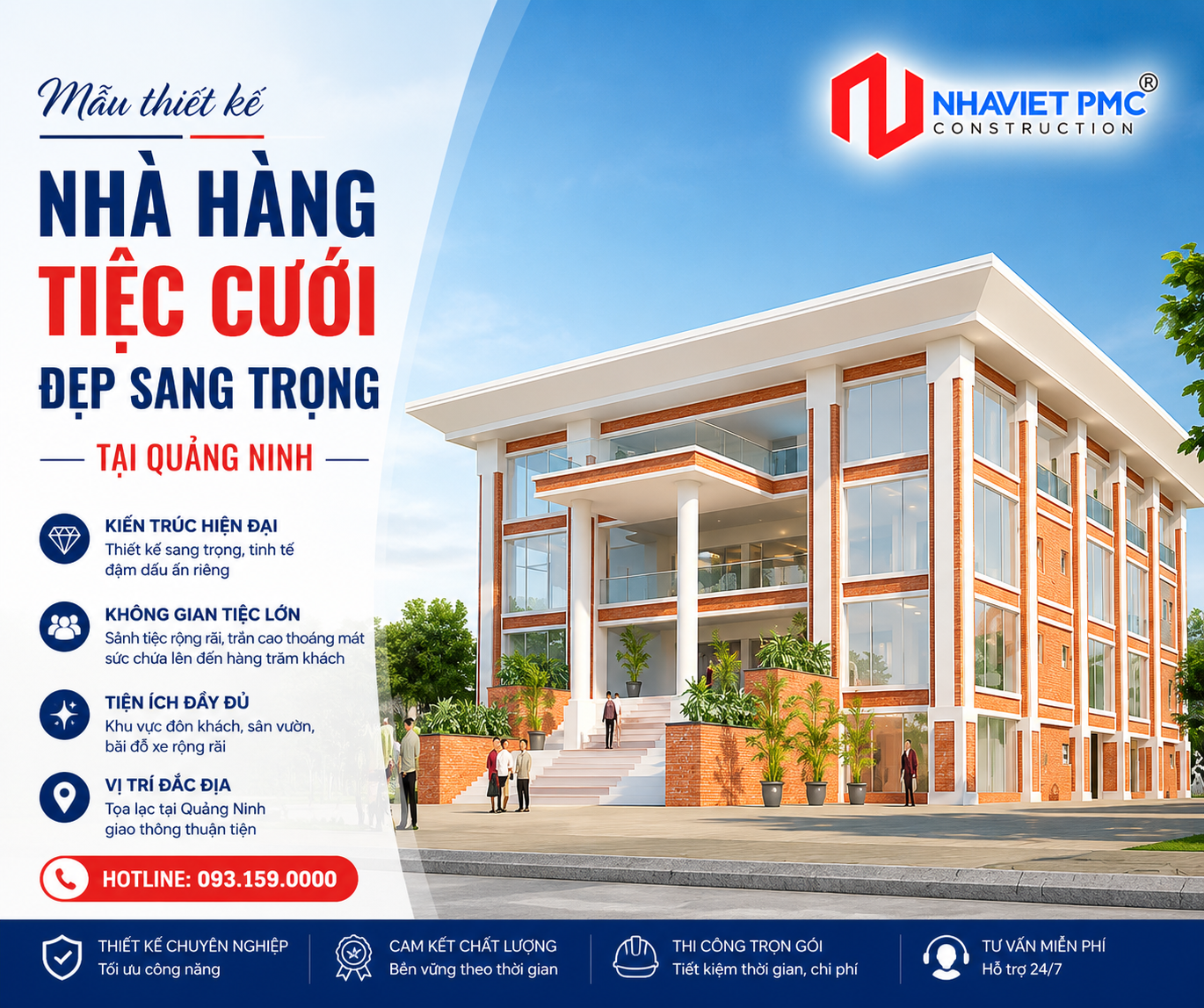 Mẫu thiết kế nhà hàng tiệc cưới đẹp sang trọng tại Quảng Ninh