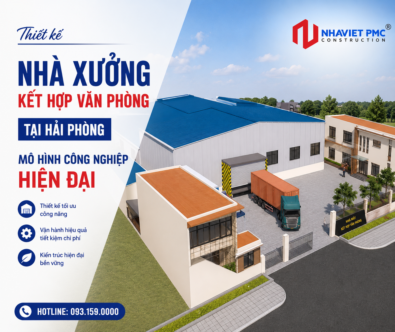 Thiết kế nhà xưởng kết hợp văn phòng tại Hải Phòng - Mô hình công nghiệp hiện đại