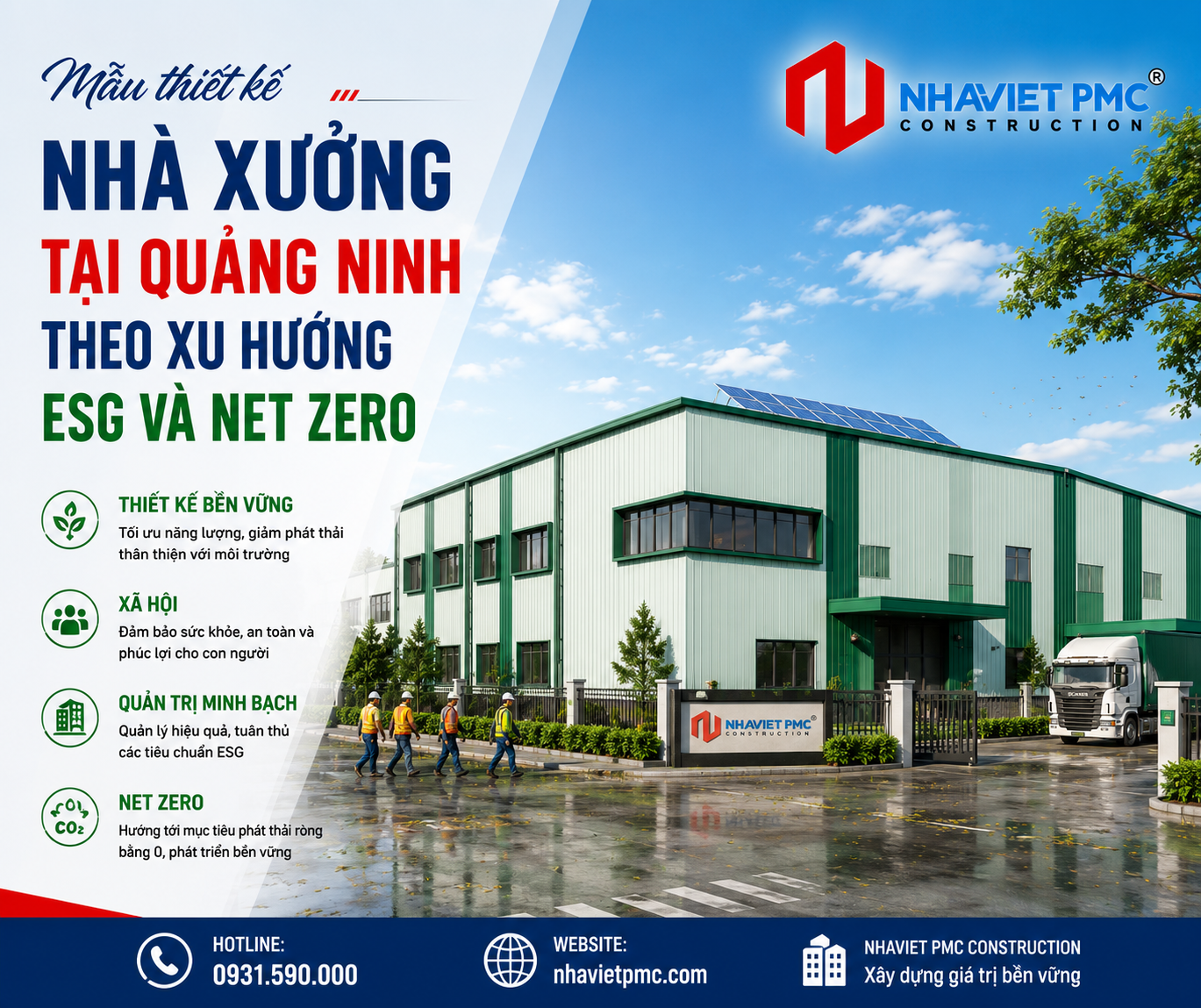 Mẫu thiết kế nhà xưởng tại Quảng Ninh theo xu hướng ESG và Net Zero