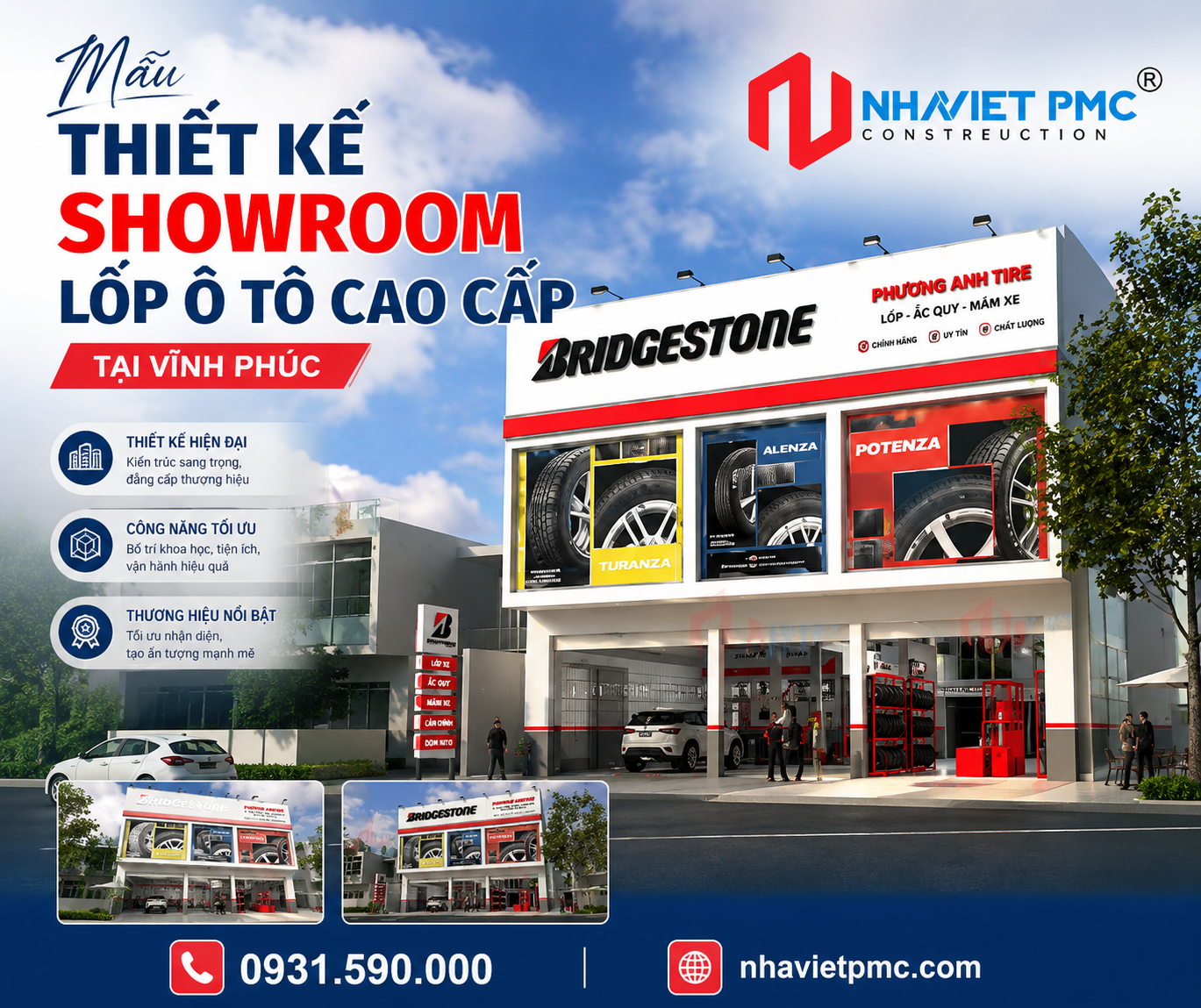 Đáng chú ý với mẫu Thiết kế showroom lốp ô tô cao cấp tại Vĩnh Phúc