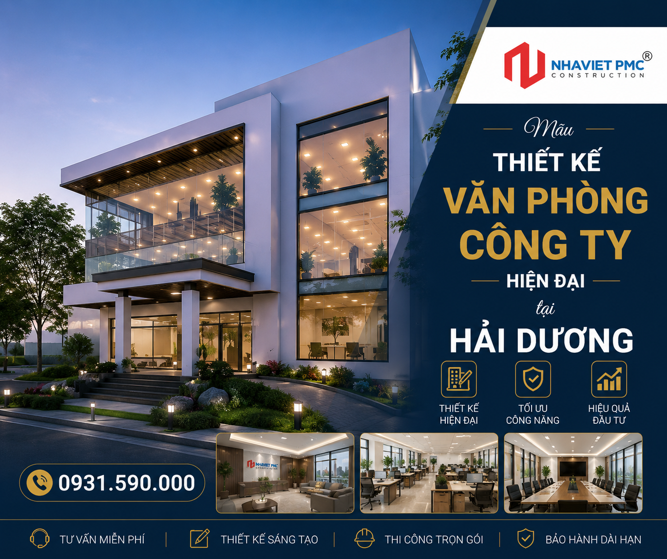 Hút mắt với mẫu Thiết kế văn phòng công ty hiện đại tại Hải Dương