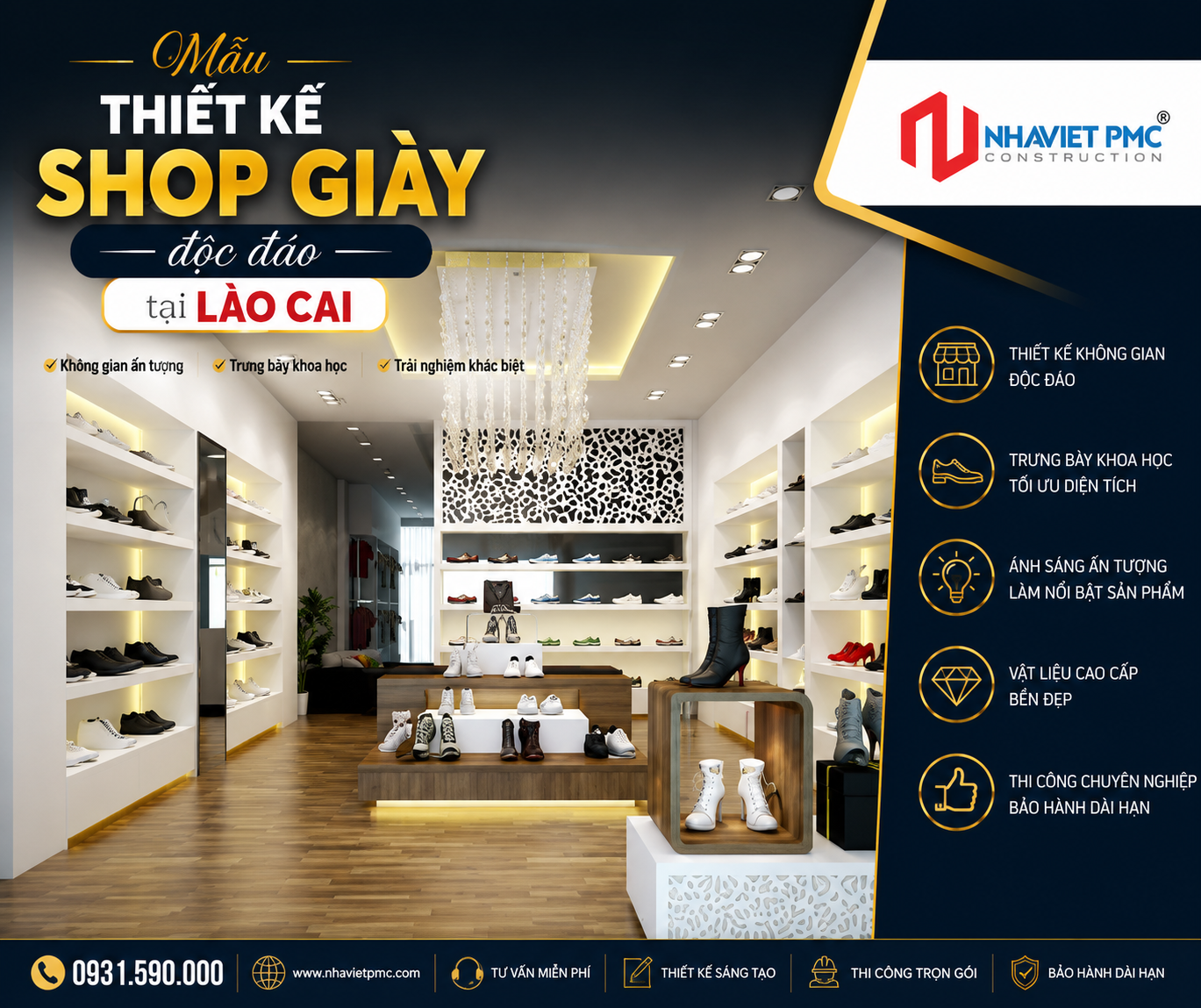 Ấn tượng mẫu thiết kế Shop giầy độc đáo tại Lào Cai