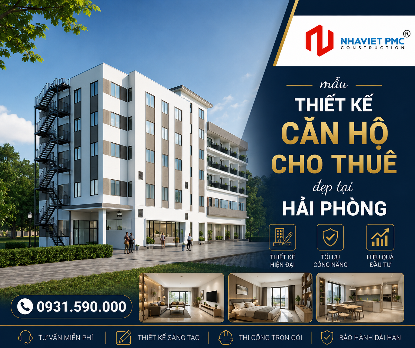 Thu hút với mẫu Thiết kế căn hộ cho thuê đẹp tại Hải Phòng