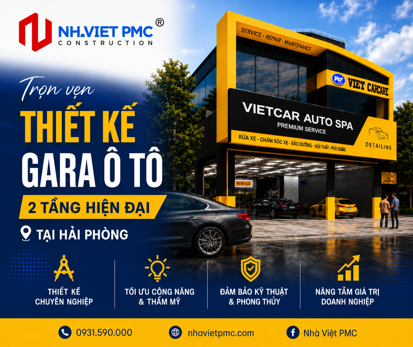 Trọn vẹn thiết kế Gara ô tô 2 tầng hiện đại tại Hải Phòng