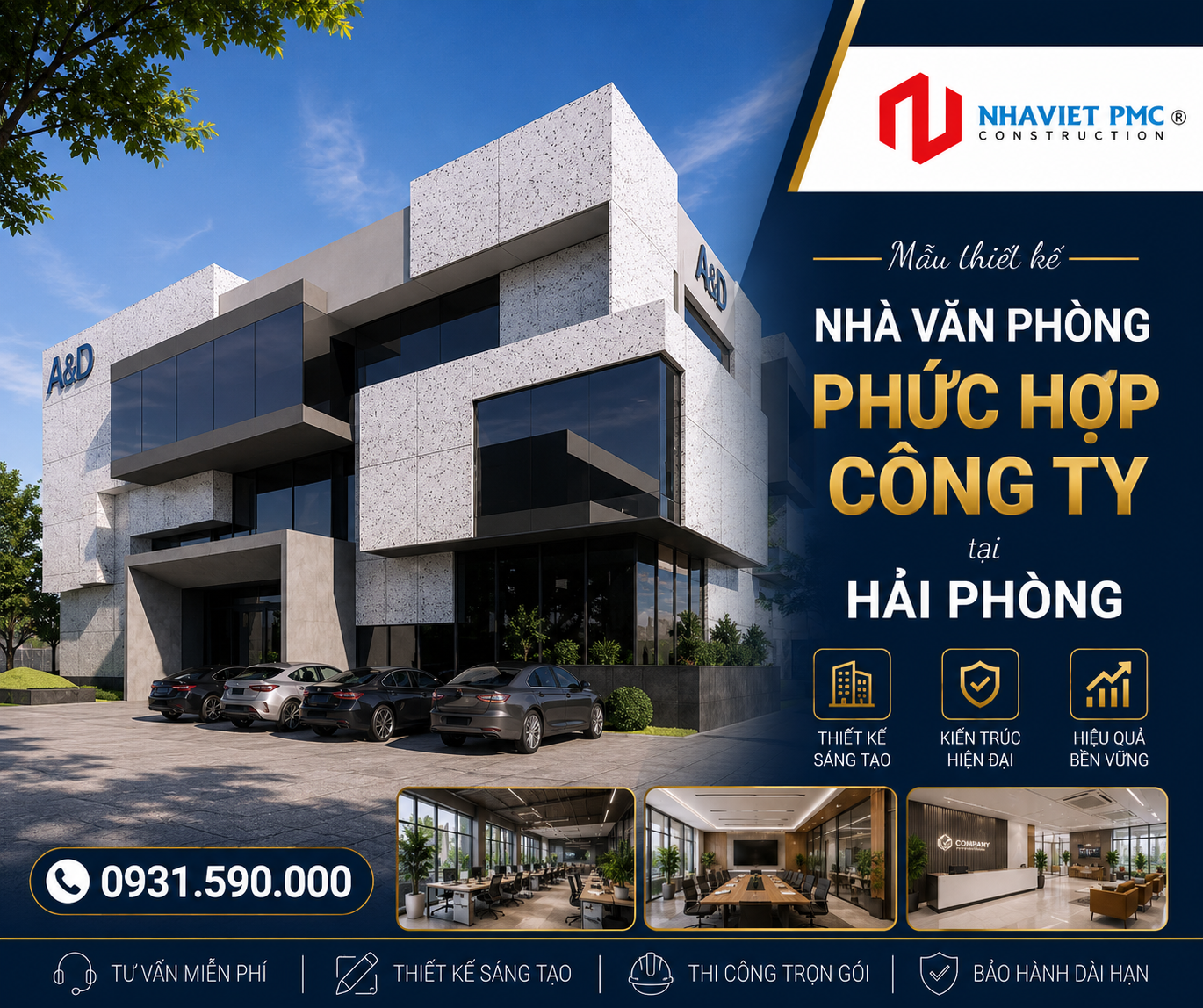 Ý tưởng thiết kế nhà văn phòng phức hợp Công ty tại Hải Phòng