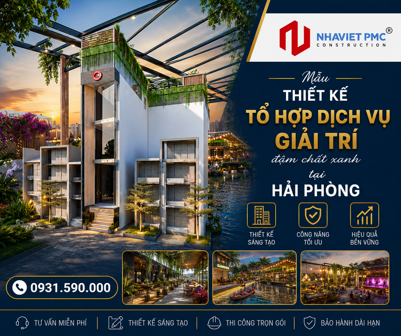 Thiết kế tổ hợp dịch vụ giải trí đậm chất xanh tại Hải Phòng