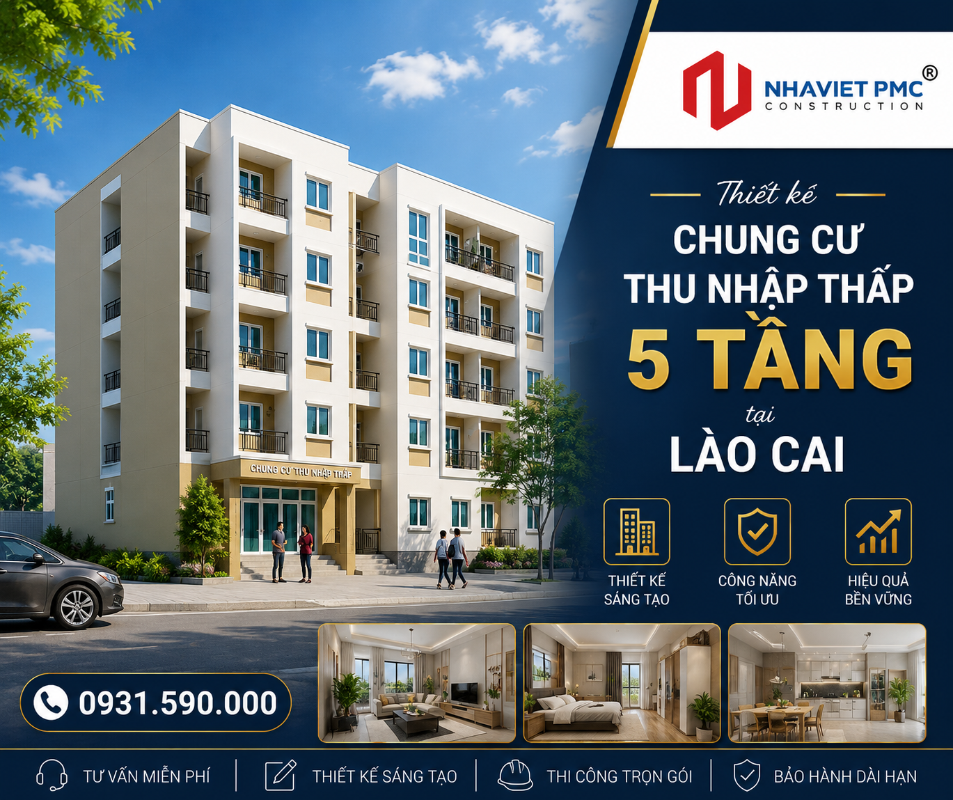 Phương án thiết kế chung cư thu nhập thấp 5 tầng tại Lào Cai