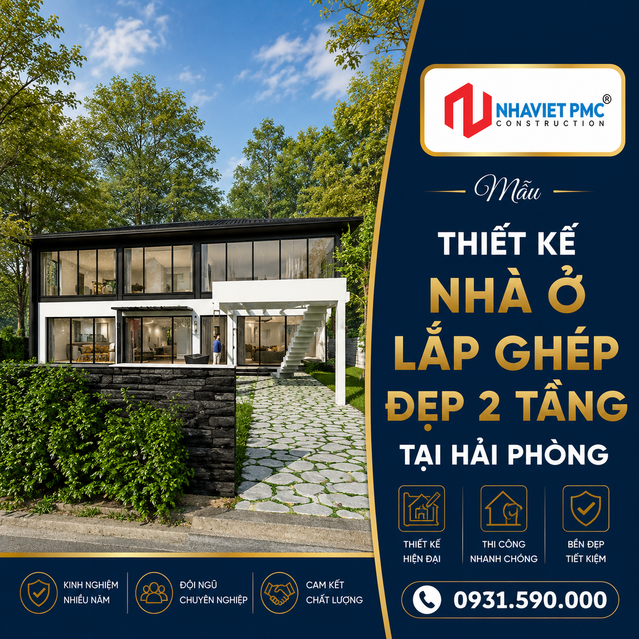 Thiết kế nhà ở lắp ghép đẹp 2 tầng tại Hải Phòng