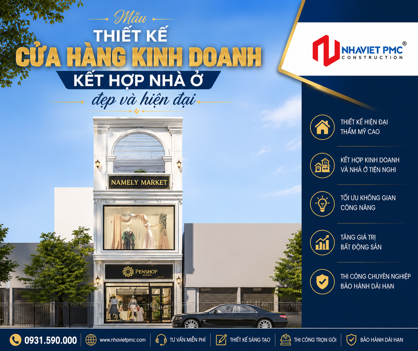 Mẫu thiết kế cửa hàng kinh doanh kết hợp nhà ở đẹp và hiện đại
