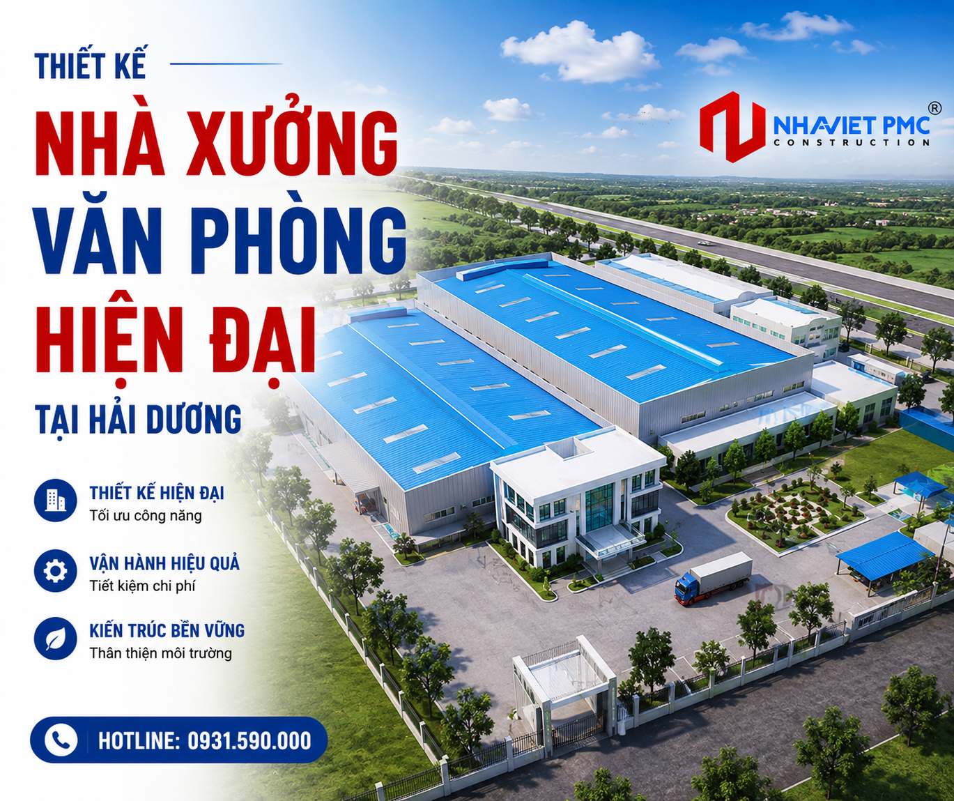 Thiết kế nhà xưởng văn phòng hiện đại tại Hải Dương