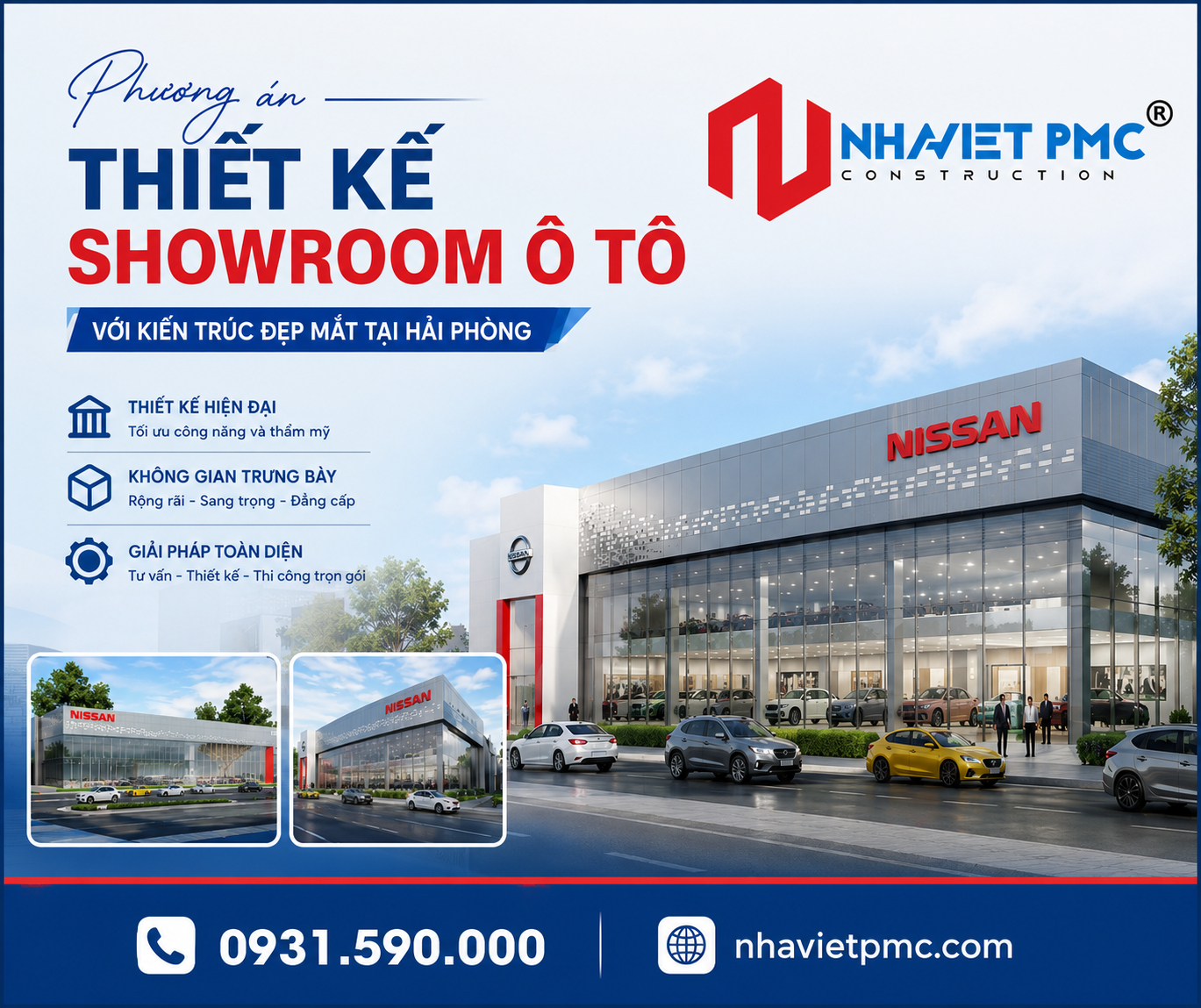 Phương án thiết kế showroom ô tô với kiến trúc đẹp mắt tại Hải Phòng