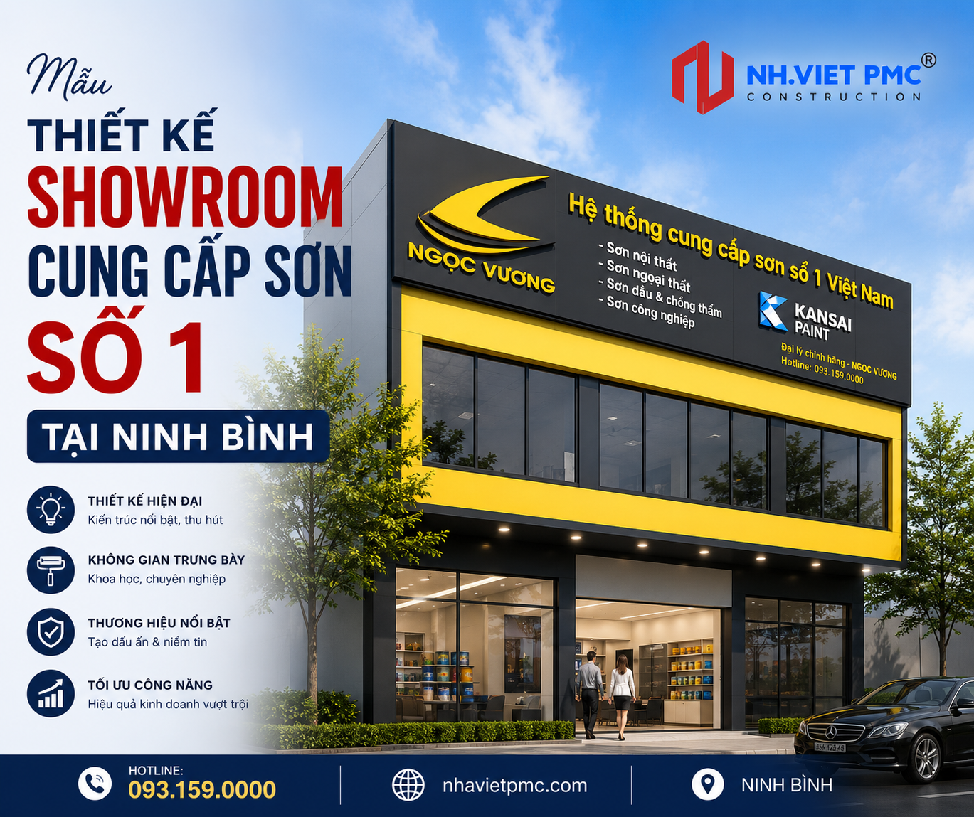 Ra mắt mẫu Thiết kế Showroom cung cấp sơn Số 1 tại Ninh Bình