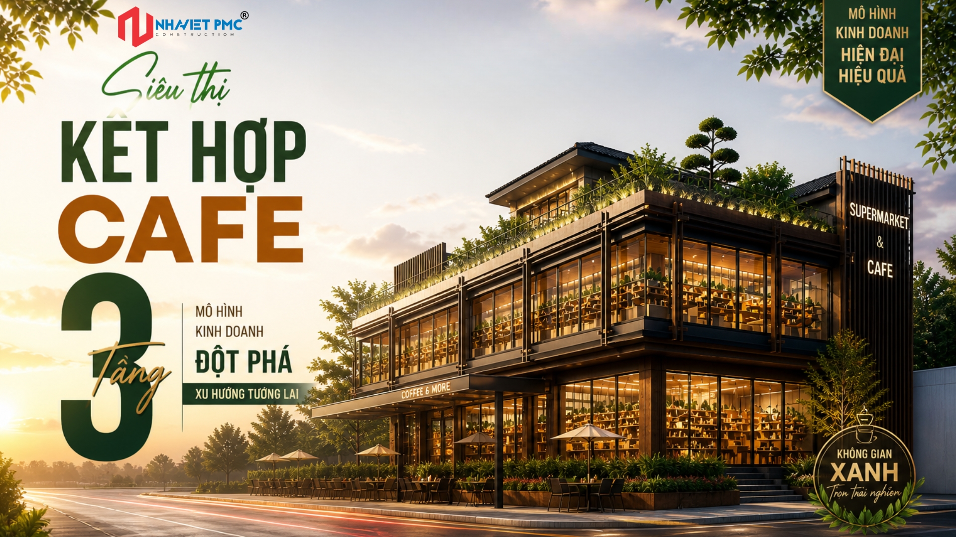  Mẫu siêu thị kết hợp cafe 3 tầng tại Quảng Ninh