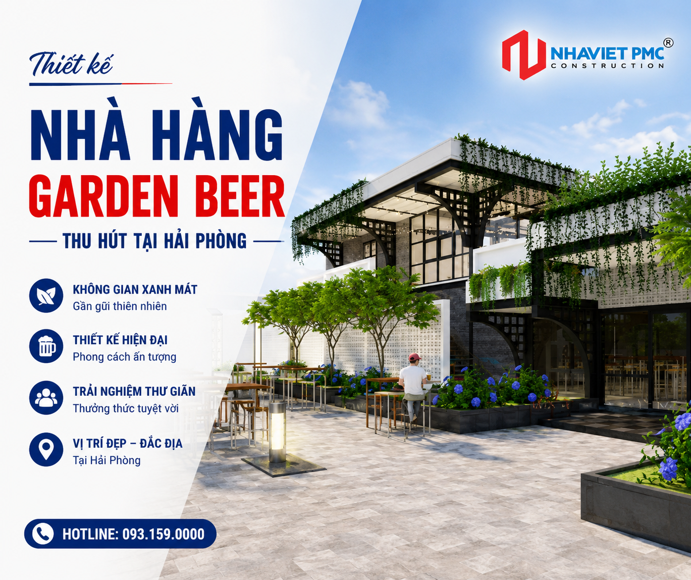 Thiết kế nhà hàng Garden Beer thu hút tại Hải Phòng
