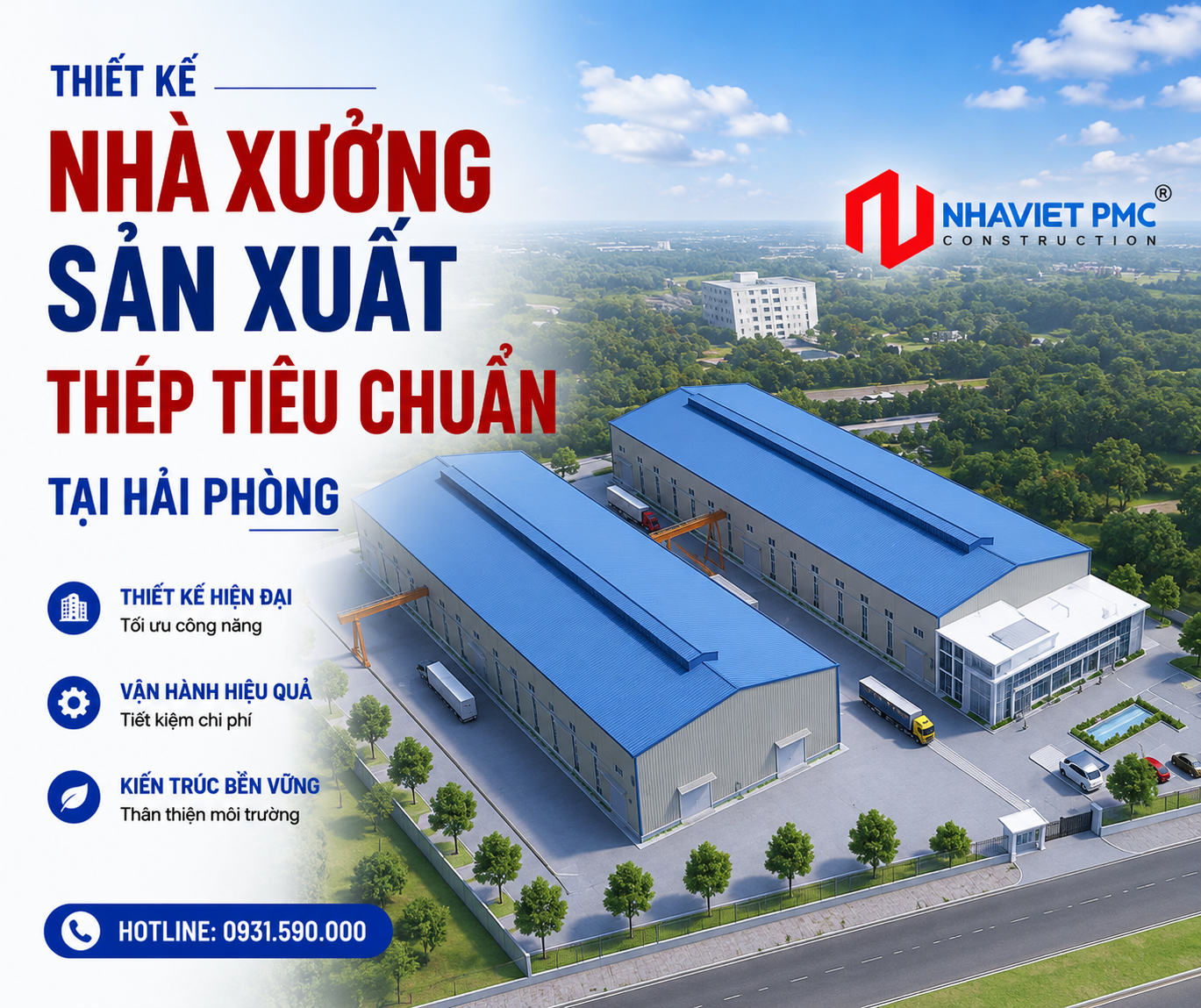 Thiết kế nhà xưởng sản xuất thép tiểu chuẩn tại Hải Phòng