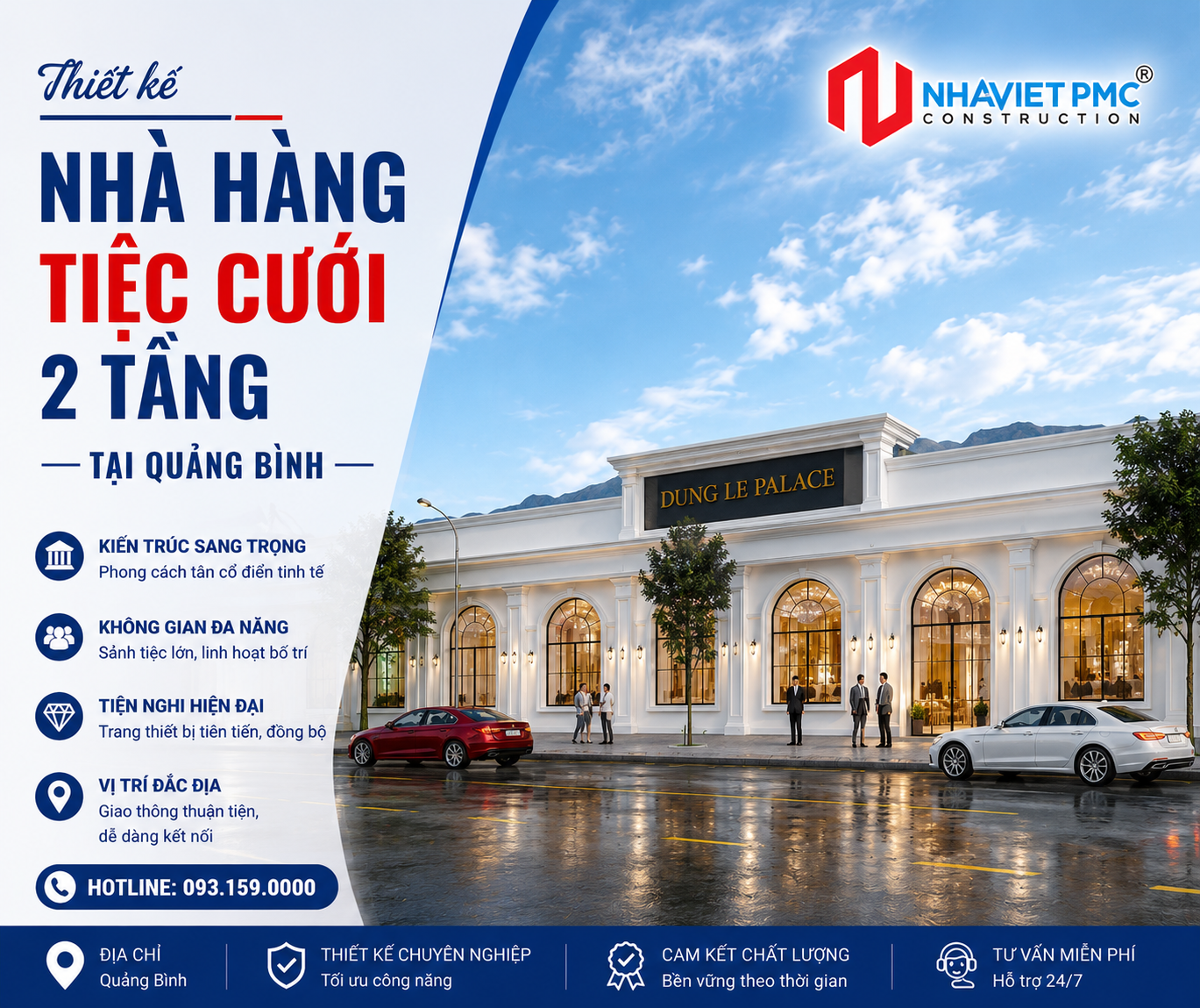 Đẹp và sang trọng với Thiết kế nhà hàng tiệc cưới 2 tầng tại Quảng Bình