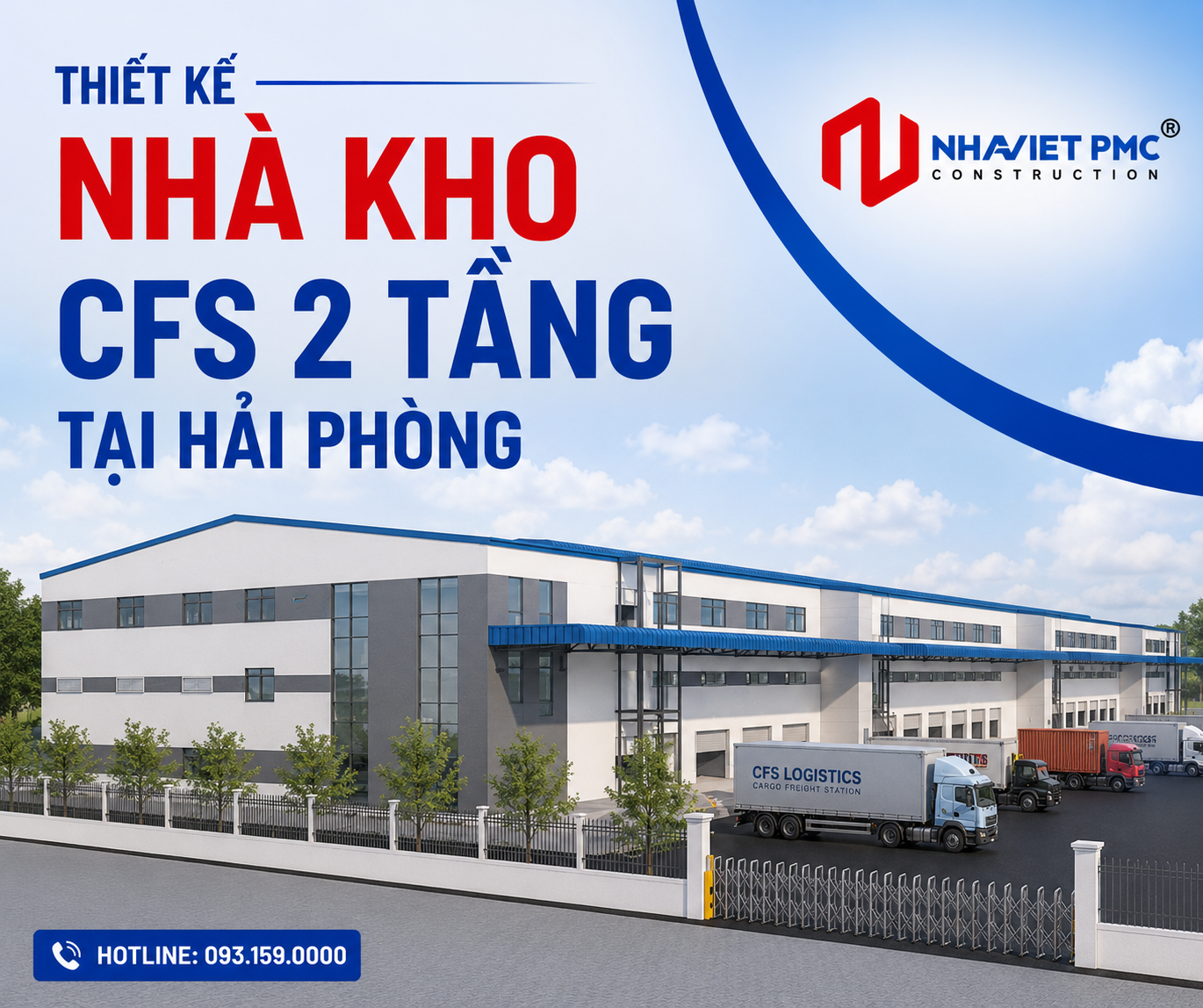 Thiết kế nhà kho CFS 2 tầng tại Hải Phòng