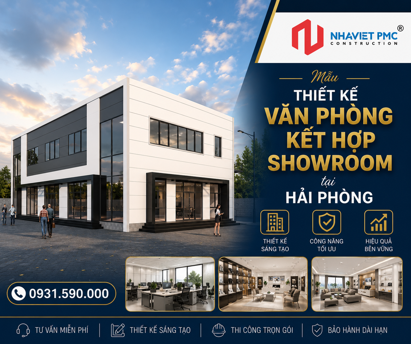 Mẫu thiết kế văn phòng kết hợp showroom tại Hải Phòng