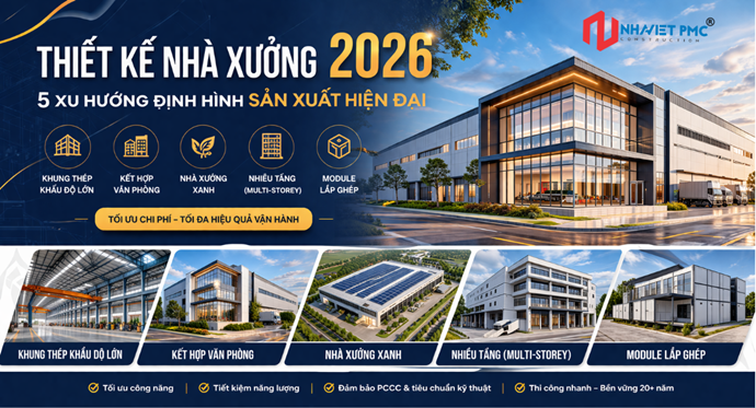 Thiết Kế Nhà Xưởng 2026: 5 Mô Hình Định Hình Hiệu Quả Sản Xuất Trong Kỷ Nguyên Mới