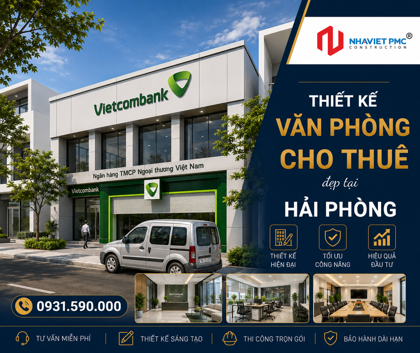 Thiết kế văn phòng cho thuê đẹp tại Hải Phòng