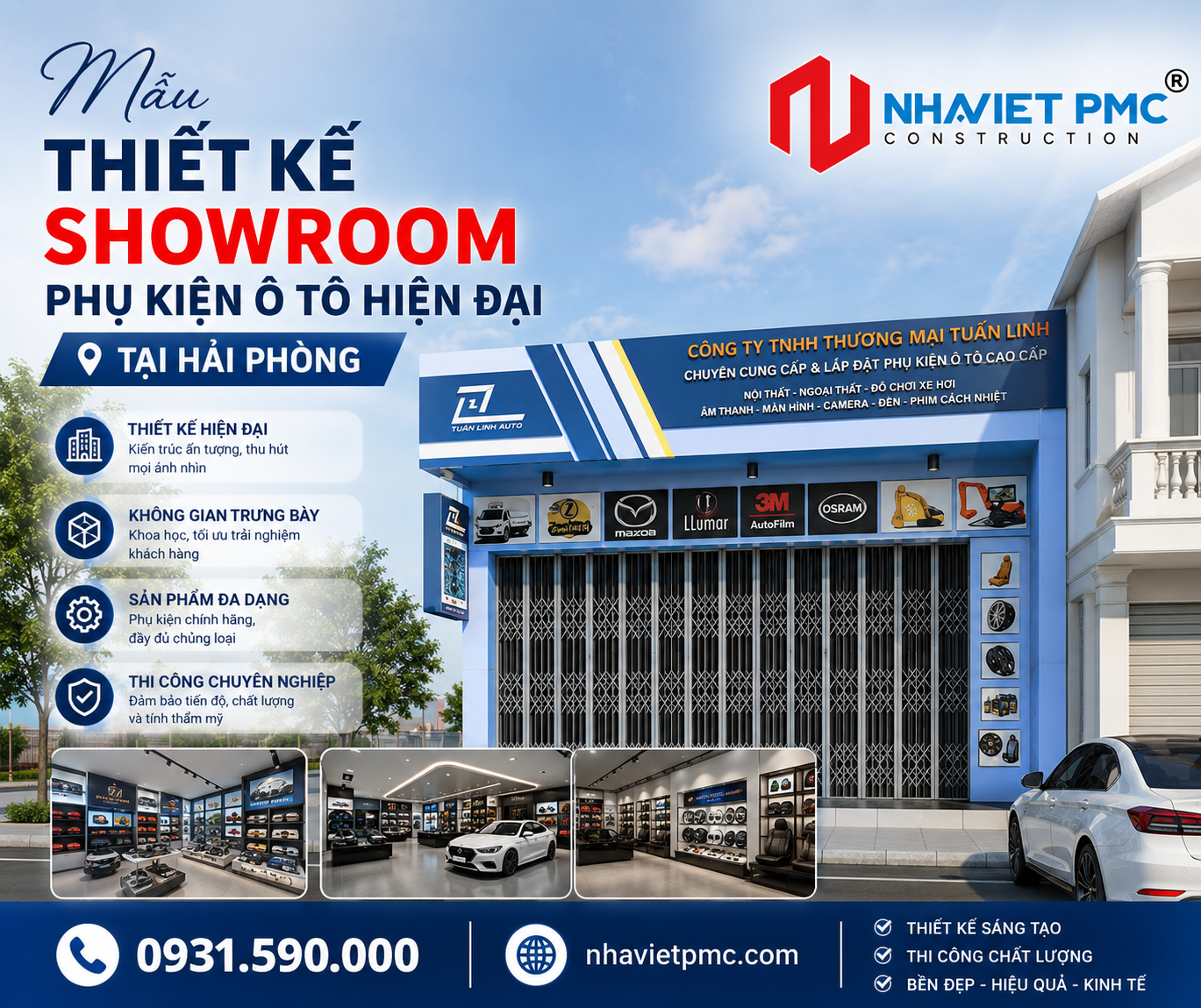 Thiết kế showroom phụ kiện ô tô hiện đại tại Hải Phòng