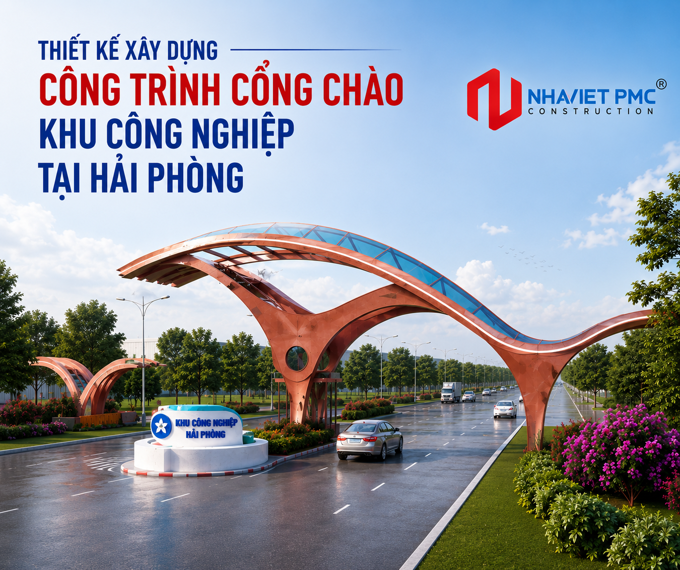 Đẹp mắt với Thiết kế xây dựng công trình cổng chào khu công nghiệp tại Hải Phòng
