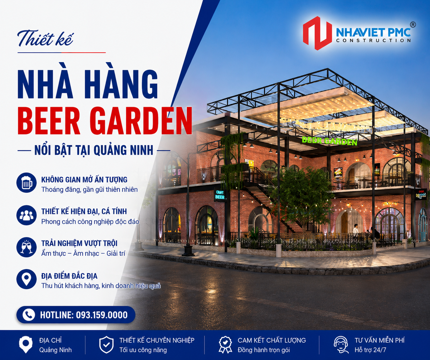 Thiết kế nhà hàng Beer Garden nổi bật tại Quảng Ninh