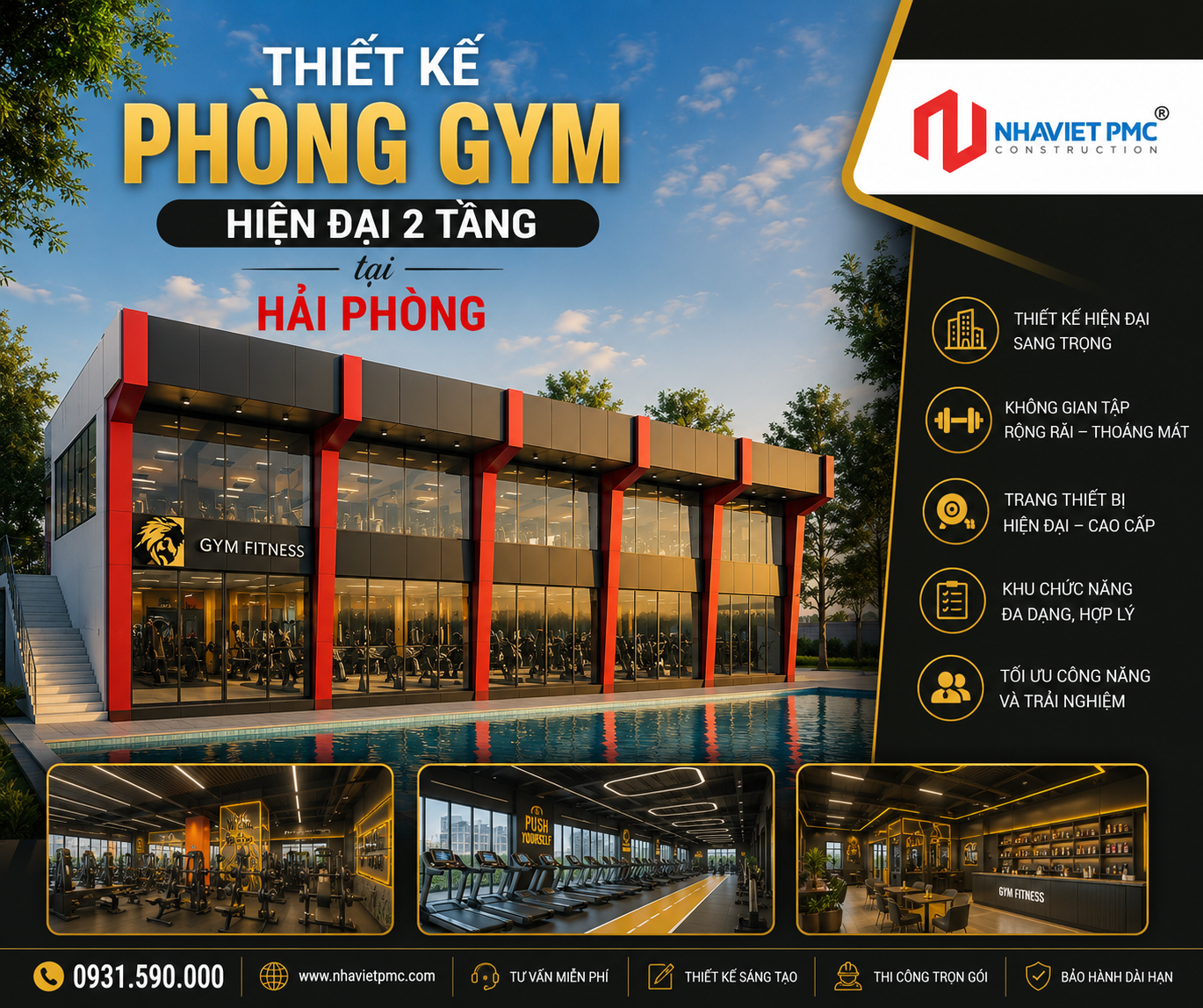 Thiết kế phòng Gym hiện đại 2 tầng tại Hải Phòng