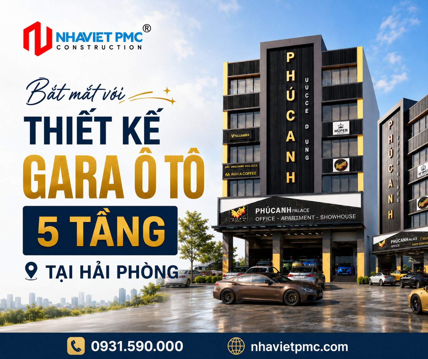 Bắt mắt với Thiết kế Gara Ô tô 5 tầng tại Hải Phòng