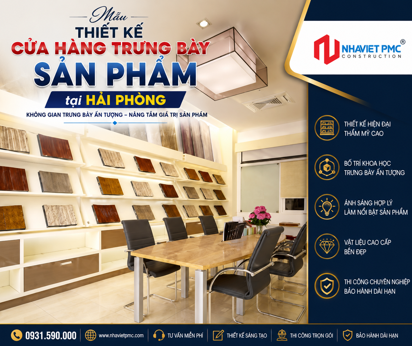 Đẹp mắt với mẫu thiết kế cửa hàng trưng bày sản phẩm tại Hải Phòng