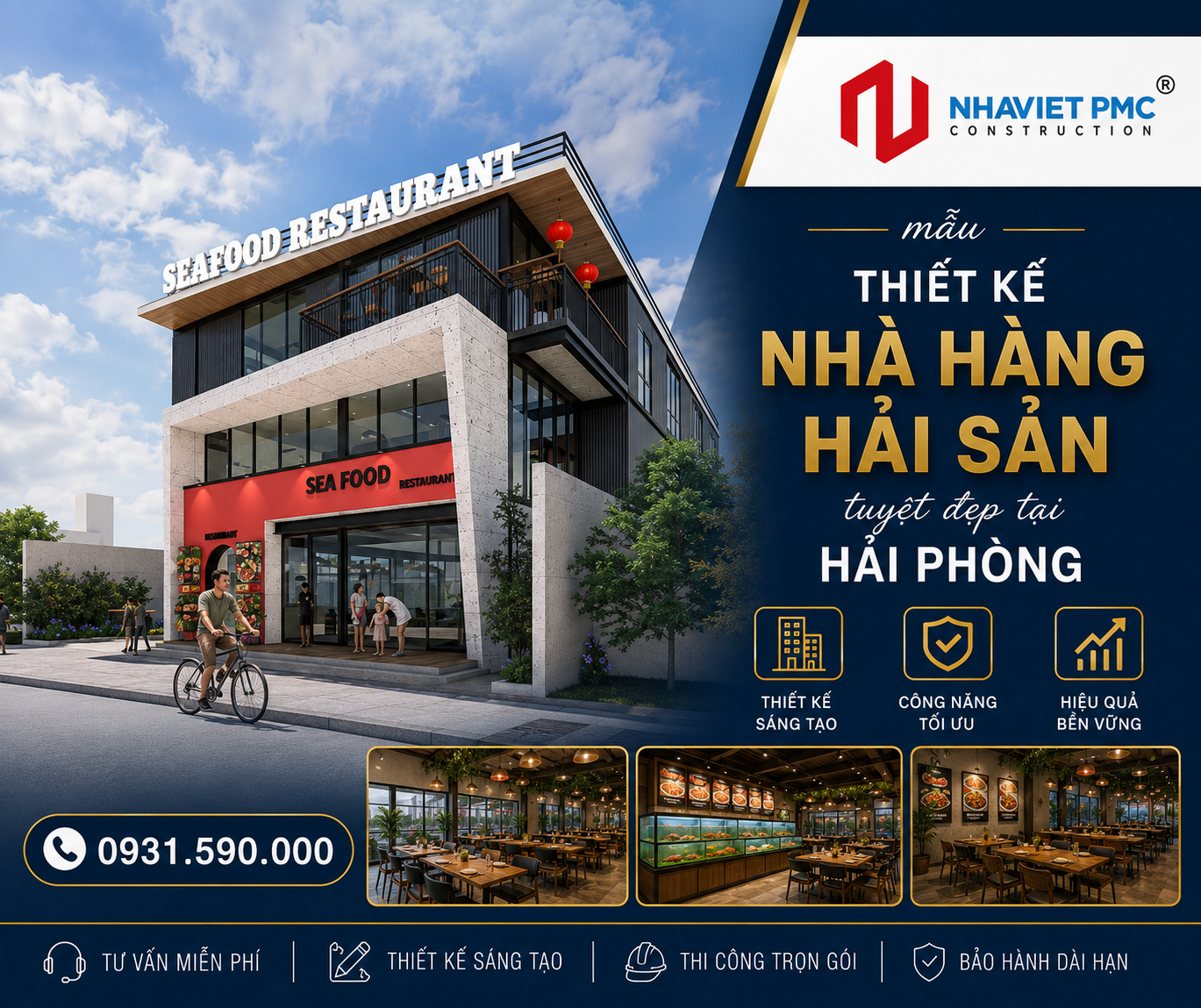 Đắm chìm vào mẫu Thiết kế Nhà Hàng Hải Sản tuyệt đẹp tại Hải Phòng