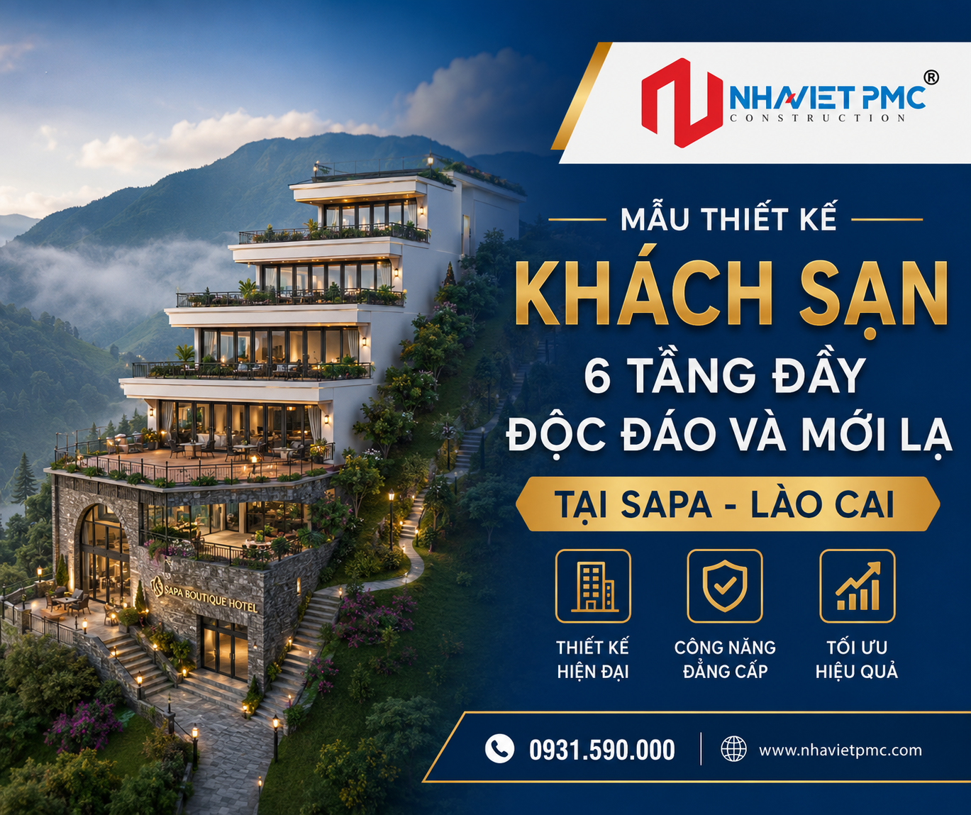 Ý tưởng thiết kế khách sạn 6 tầng đầy độc đáo và mới lạ tại Sapa - Lào Cai