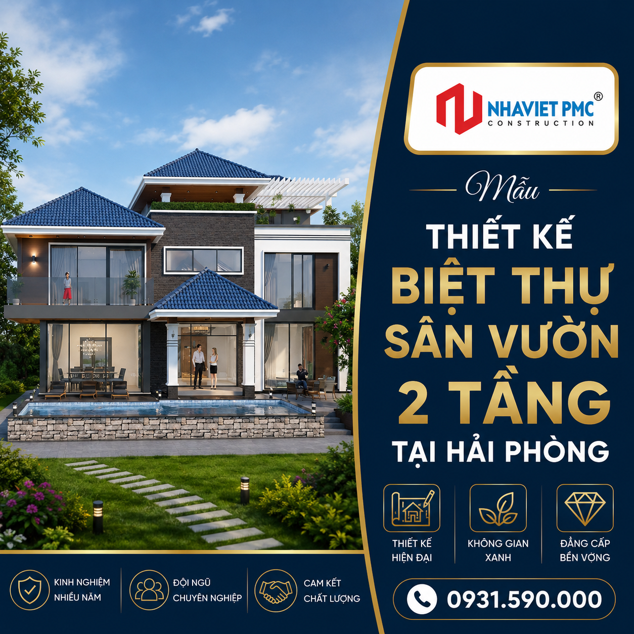 Chiêm ngưỡng thiết kế biệt thự sân vườn 2 tầng tại Hải Phòng