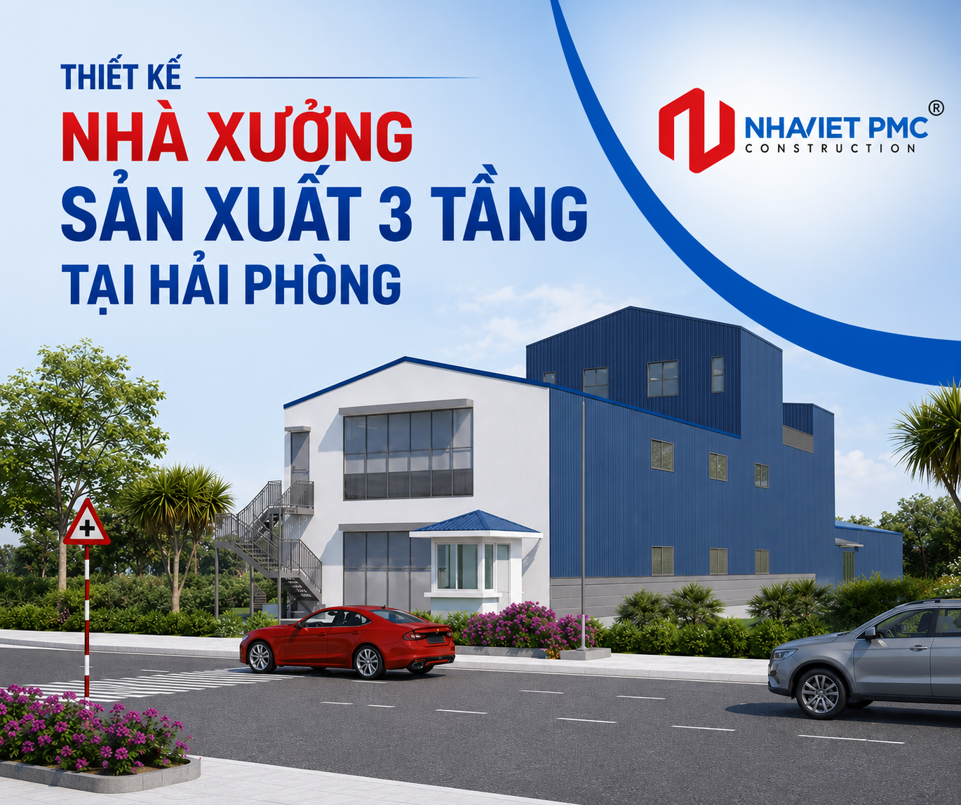 Đẹp mắt với thiết kế nhà xưởng sản xuất 3 tầng tại Hải Phòng