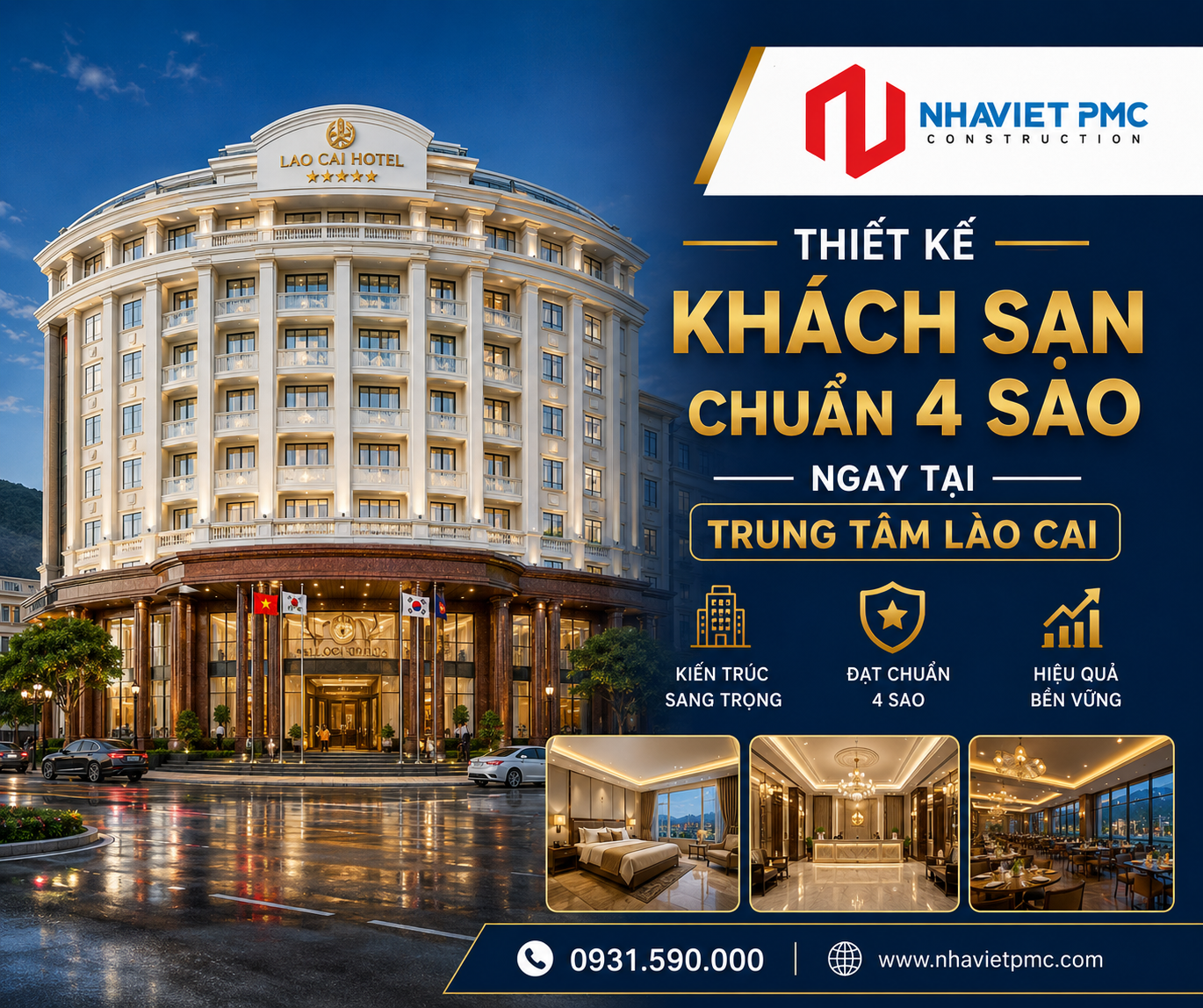 Thiết kế khách sạn chuẩn 4 sao ngay tại trung tâm Lào Cai