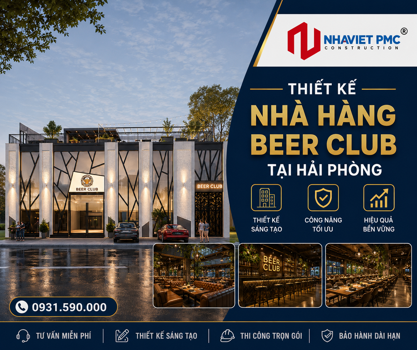 THIẾT KẾ NHÀ HÀNG BEER CLUB TẠI HẢI PHÒNG 
