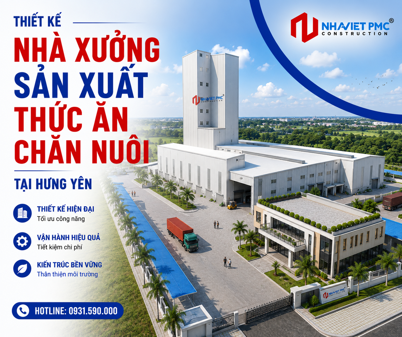 Thiết kế nhà xưởng sản xuất thức ăn chăn nuôi tại Hưng Yên